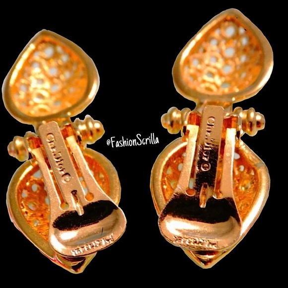 Christian Dior Vintage Mogul Gold Gilt Haute Couture Statement Earring Set - Picture 2 of 5
